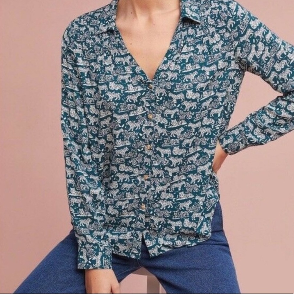 Anthropologie Maeve Tiger Print Top
